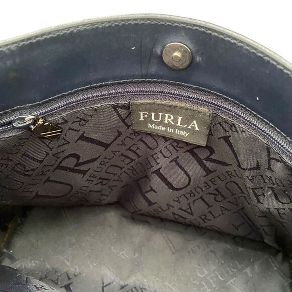Vintage Furla Blue Soft Leather Shoulder Bag Made in Italy - Picture 11 of 11